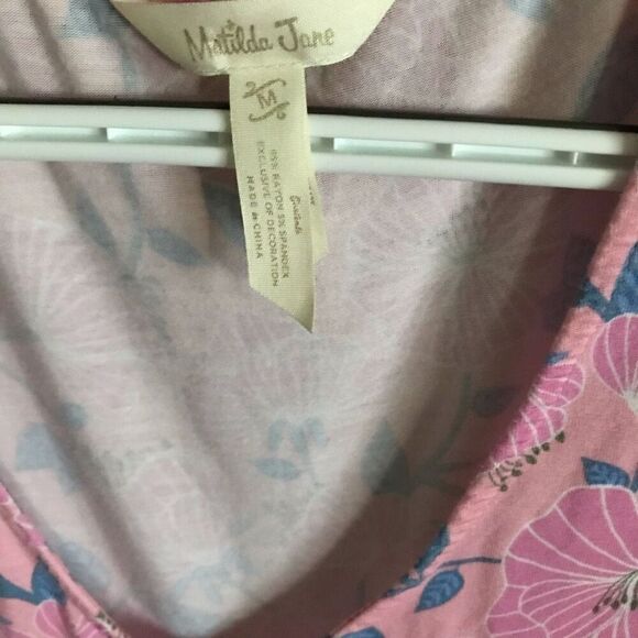 Matilda Jane Top Dream Chasers Sz Medium pink Floral stripe sleeveless - Picture 5 of 5